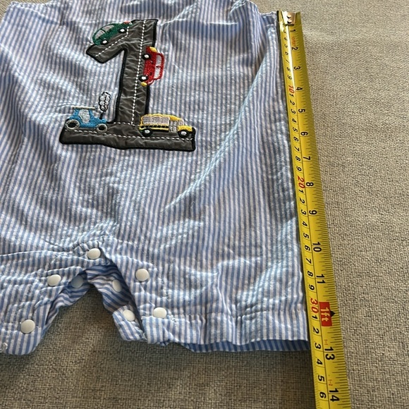 Seersucker Summer Toddler Romper - Picture 9 of 10